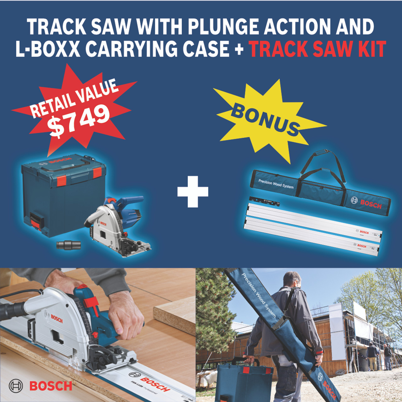 Bosch GKT13 225L 6 1 2 In. Track Saw With Plunge Action L Boxx